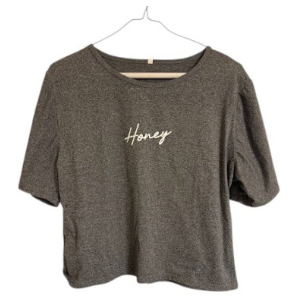 Gray Cropped Women's Workout Top - Size L